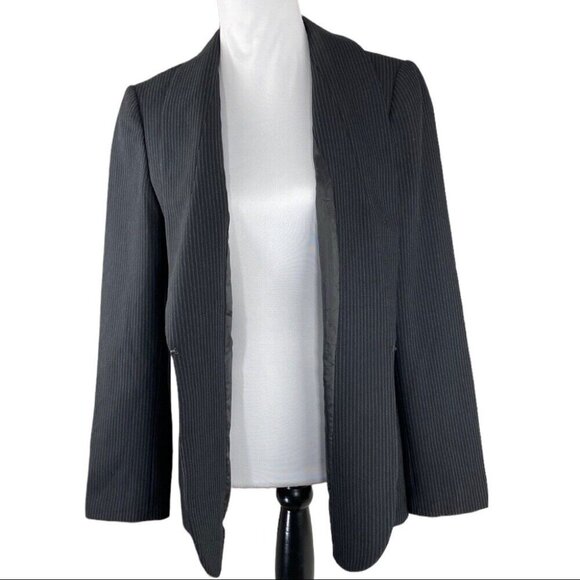 Tahari ASL Women's Black and Grey Career Pinstripe Designer Blazer 12/C40 - Picture 2 of 15